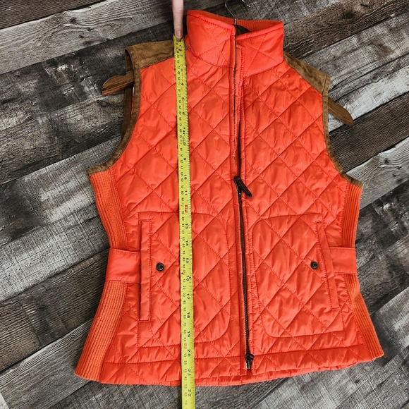 Ralph Lauren Sport Orange Quilted Suede Zip Front Vest Women's Medium - Picture 14 of 14